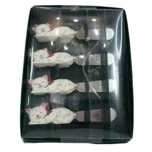 Cats Cheese Spreaders Knives Set of 4White Party‎ Bow Kitten Cat